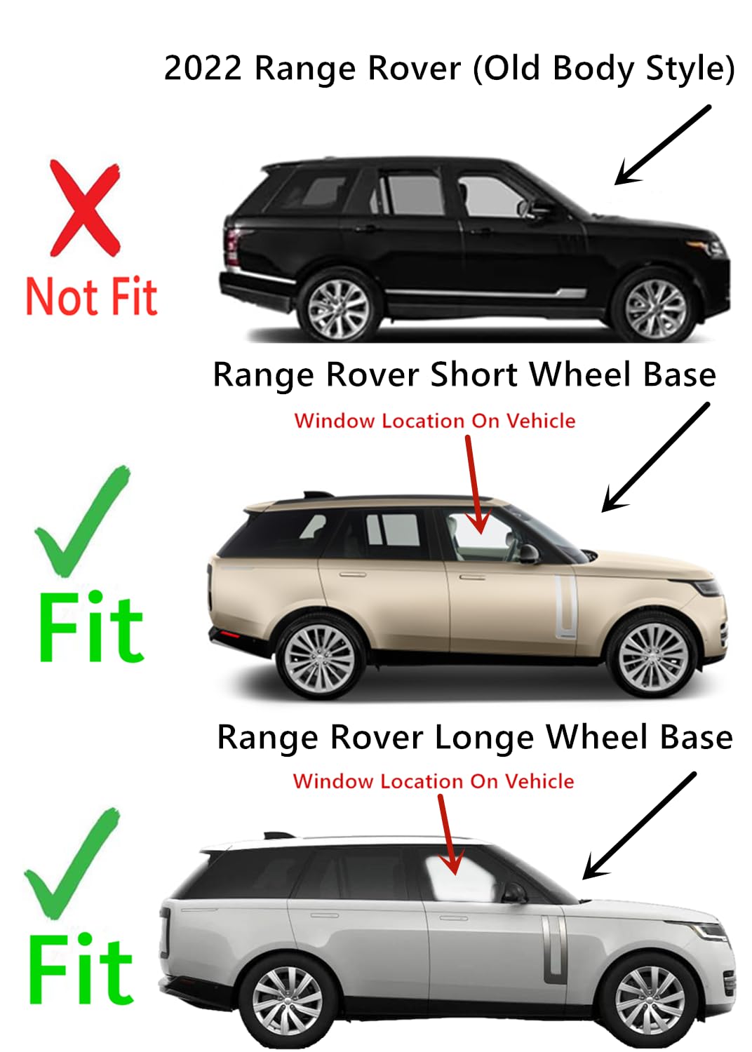 Laminated Passenger Right Side Front Door Window Door Glass Compatible with Land Rover Range Rover 2022-2025 Models (Not For Sport, Evoque, Or Velart)
