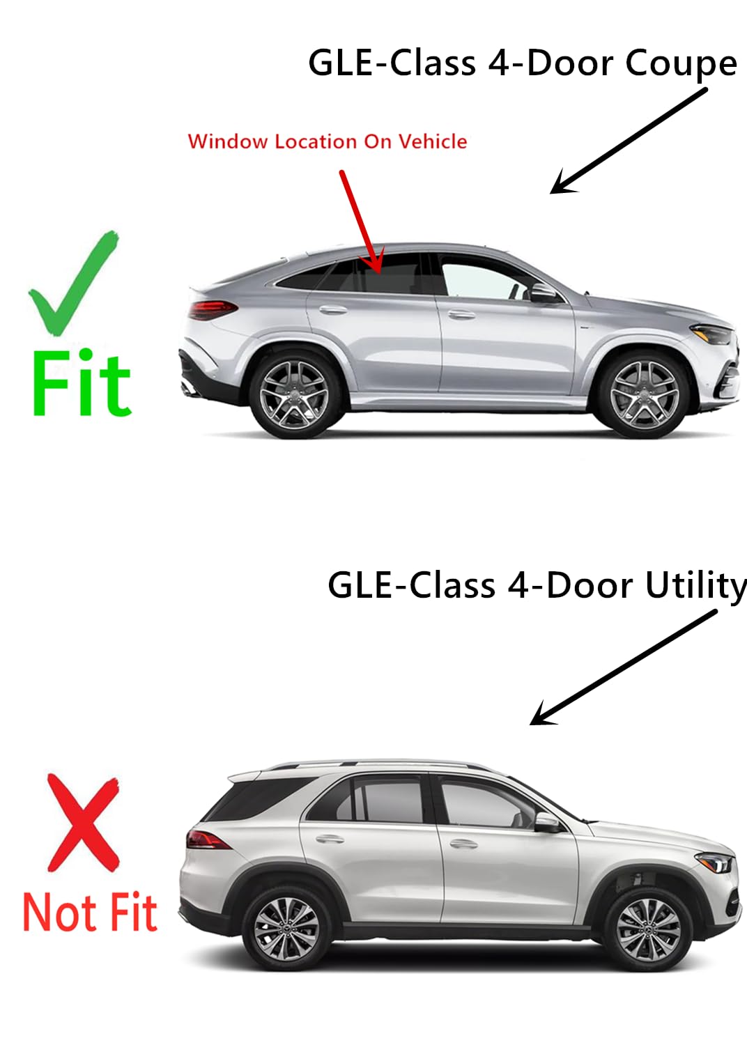 Tempered Privacy Passenger Right Side Rear Door Window Door Glass Compatible With Mercedes Benz GLE-Class GLE450 GLE53 AMG GLE63 AMG 4-Door Coupe 2021-2024 Models