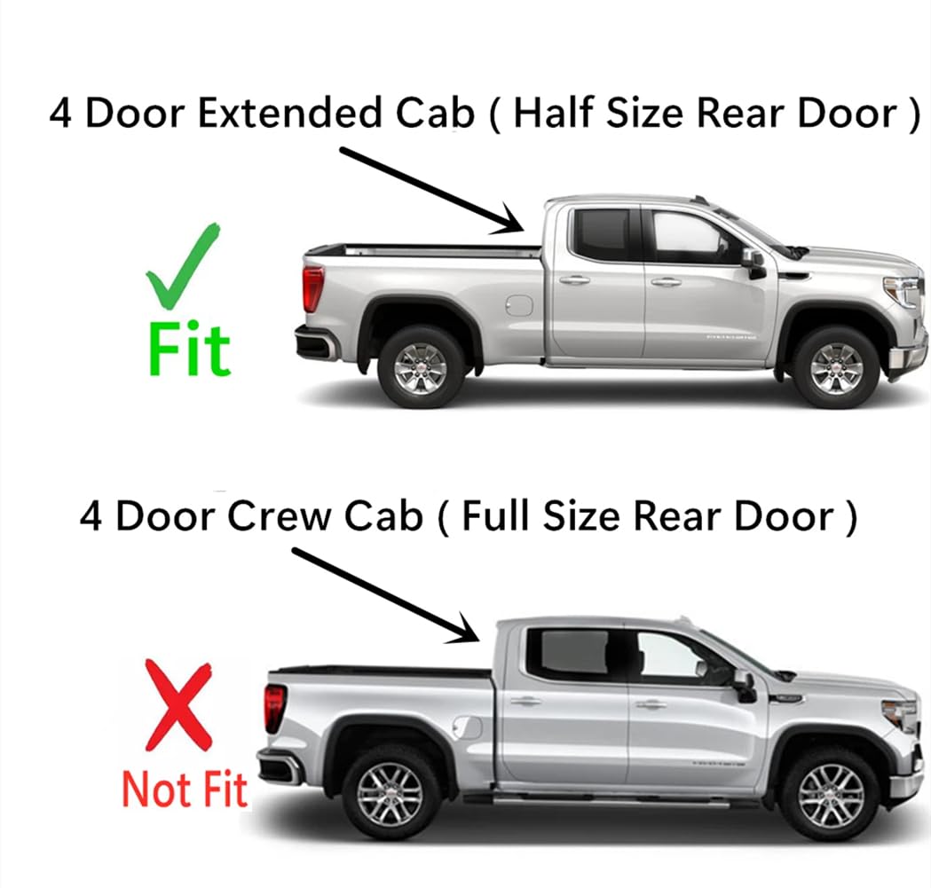 Passenger Right Side Rear Door Window Door Glass Compatible with Chevrolet Silverado 2500/3500 2020-2025 GMC Sierra 2500/3500 2020-2025 4-Door Extended Cab Pickup (Half Size Rear Door) Models