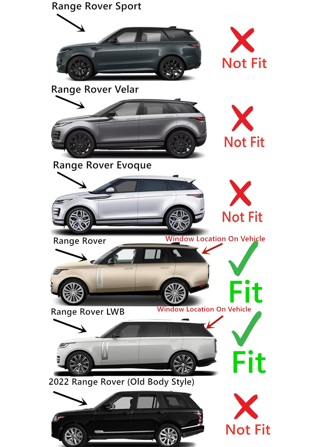 Heated Rear TailGate LiftGate Back Window Back Glass Compatible with Land Rover Range Rover (New) / Range Rover LWB (Long Wheel Base) 2022-2025 Models