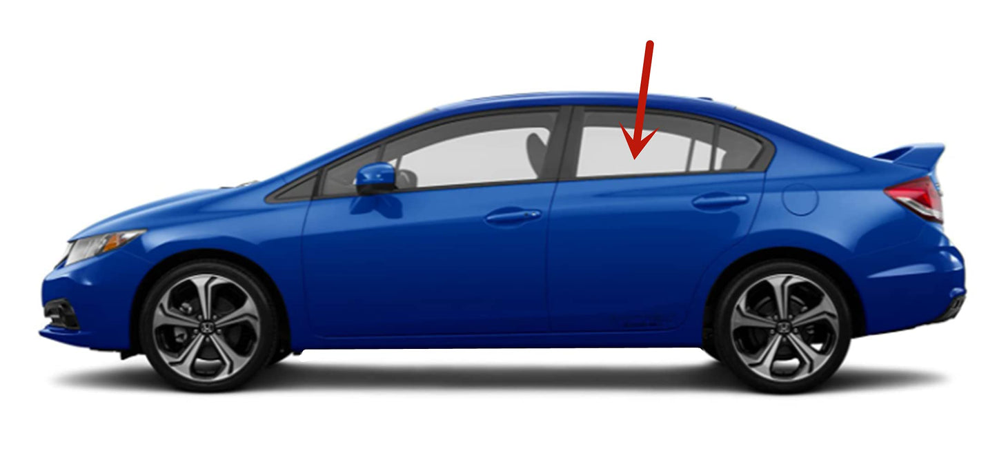 Driver Left Side Rear Door Window Door Glass Compatible with Honda Civic 4 Door Sedan 2012-2015 Models