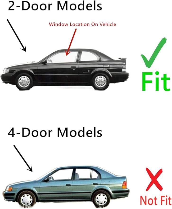 Driver Left Side Door Window Door Glass Compatible with Toyota Tercel 2 Door Sedan 1995-1998 Models