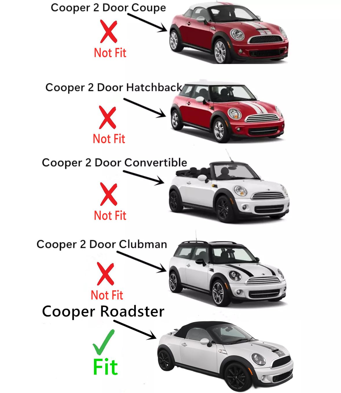 Tempered Passenger Right Side Door Window Glass Compatible with Mini Cooper Roadster 2-Door Convertible 2012-2015 Models