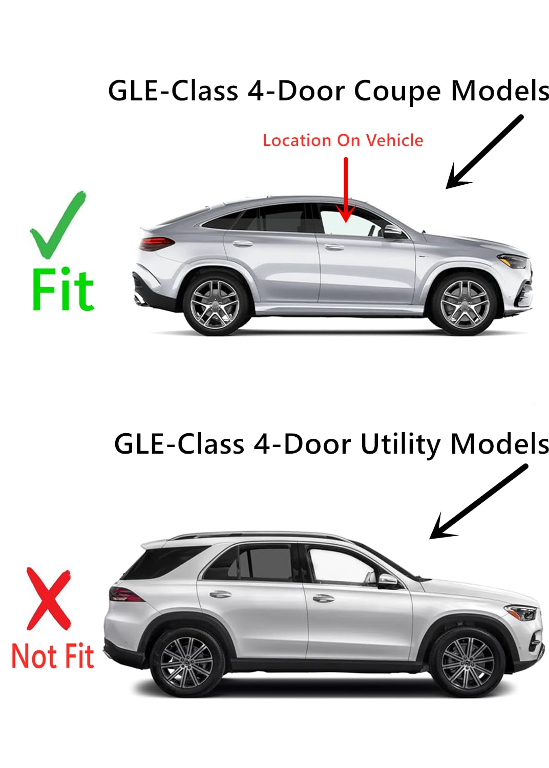 Tempered Passenger Right Side Front Door Window Door Glass Compatible with Mercedes Benz GLE-Class GLE450 GLE53AMG GLE63AMG 2021-2024 4-Door Coupe Models