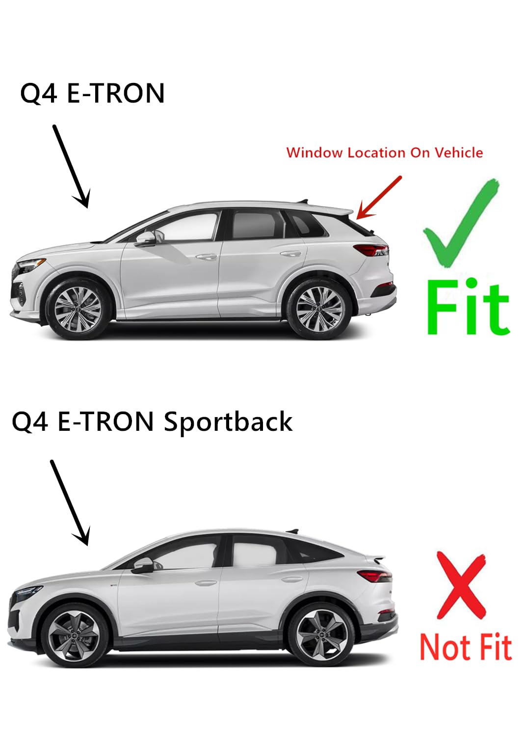Heated Rear Back TailGate LiftGate Window Back Glass Compatible with Audi Q4 E-TRON 2022-2025 Models (Not For Sportback Model)