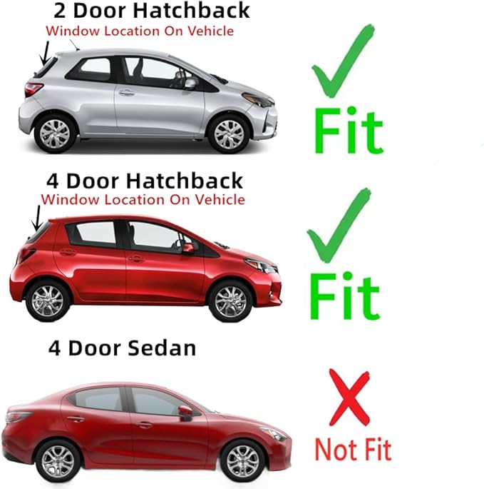 Heated Back Window Back Glass w/o Wiper Hole Style Compatible with Toyota Yaris Hatchback 2012-2019 Models