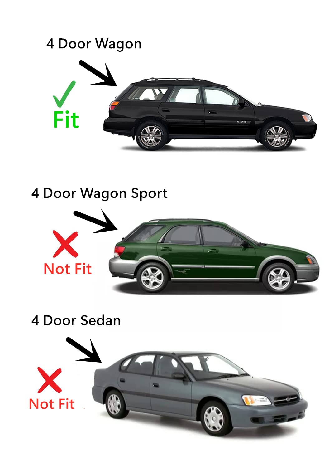 Tempered Passenger Right Side Rear Door Window Door Glass Compatible with Subaru Outback/Legacy 4 Door Wagon 2000-2004 Models (Not For Ouback Wagon Sport)
