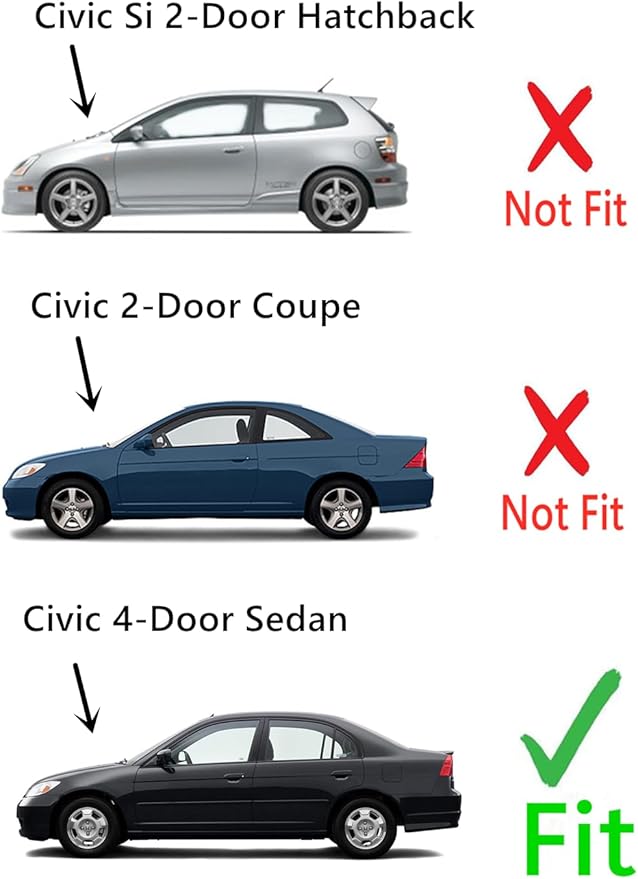 Driver Left Side Rear Vent Window Vent Glass Compatible with Honda Civic 4 Door Sedan 2001-2005 Models