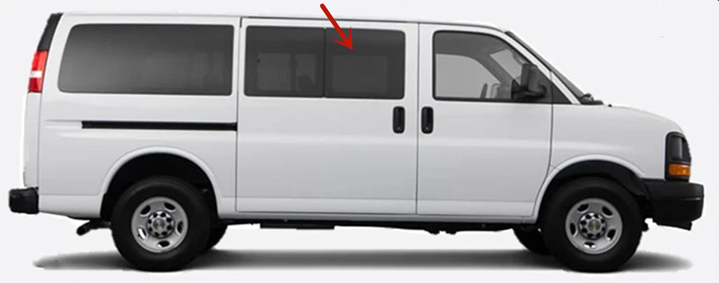 Stationary Privacy Passenger Right Side Sliding Cargo Door Window Door Glass Compatible with Chevrolet Express/GMC Savana 2003-2025 Models