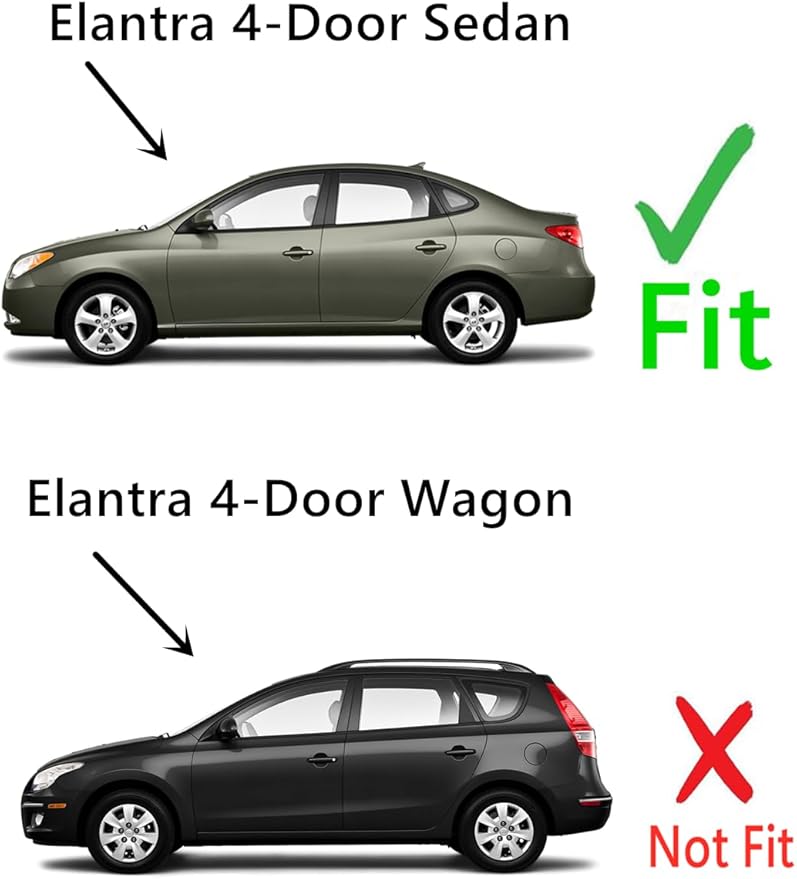 Driver Left Side Rear Door Window Door Glass Compatible with Hyundai Elantra 4 Door Sedan 2007-2010 Models