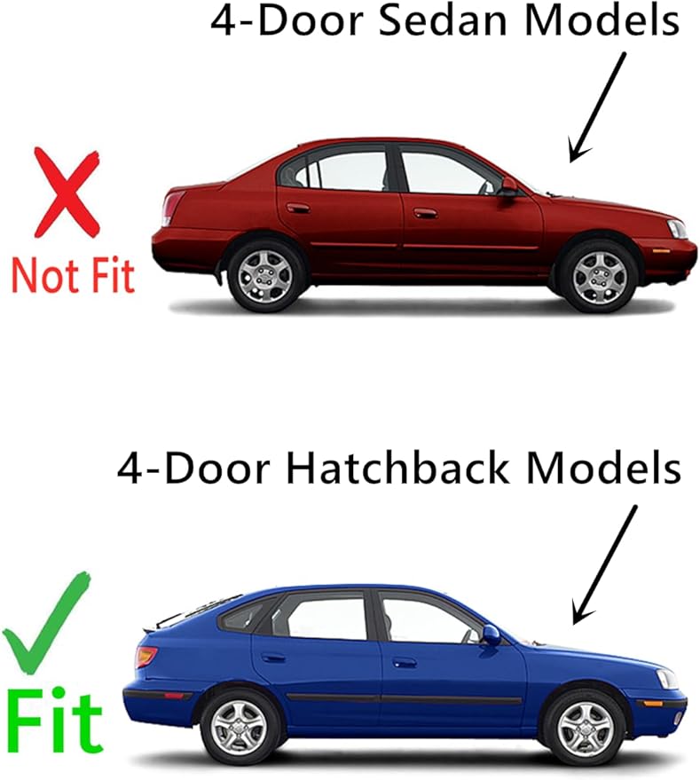 Passenger Right Side Rear Door Window Door Glass Compatible with Hyundai Elantra 4 Door Hatchback 2001-2006 Models