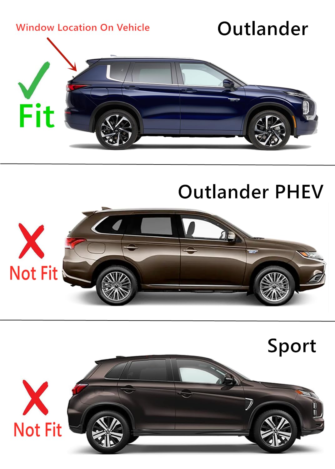 Heated Rear Back Tailgate Window Back Glass Compatible with Mitsubishi Outlander 2022-2024 Models