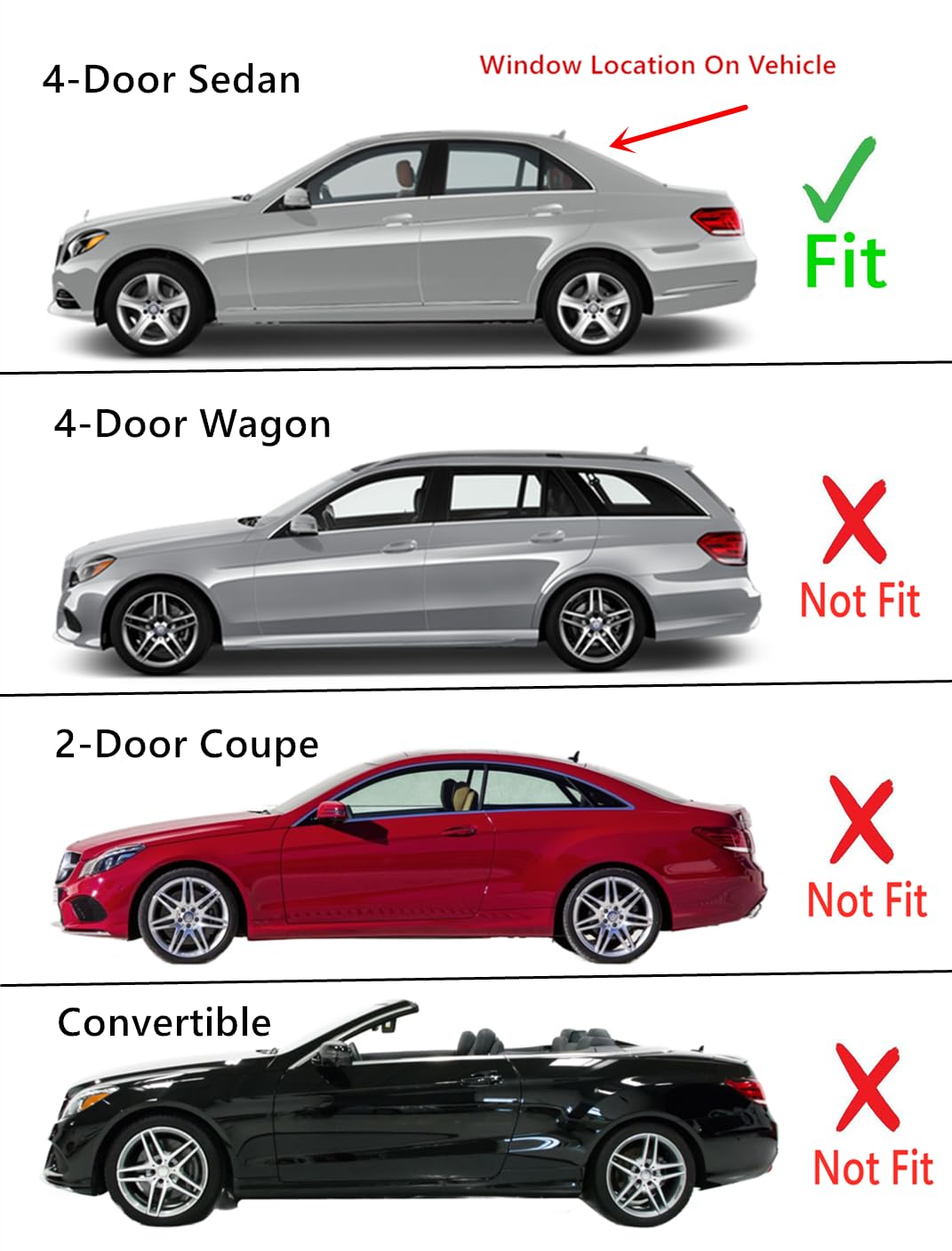 Heated Rear Back Window Back Glass Compatible with Mercedes Benz E250 E350 E400 E550 E63AMG 4-Door Sedan 2010-2016 Models