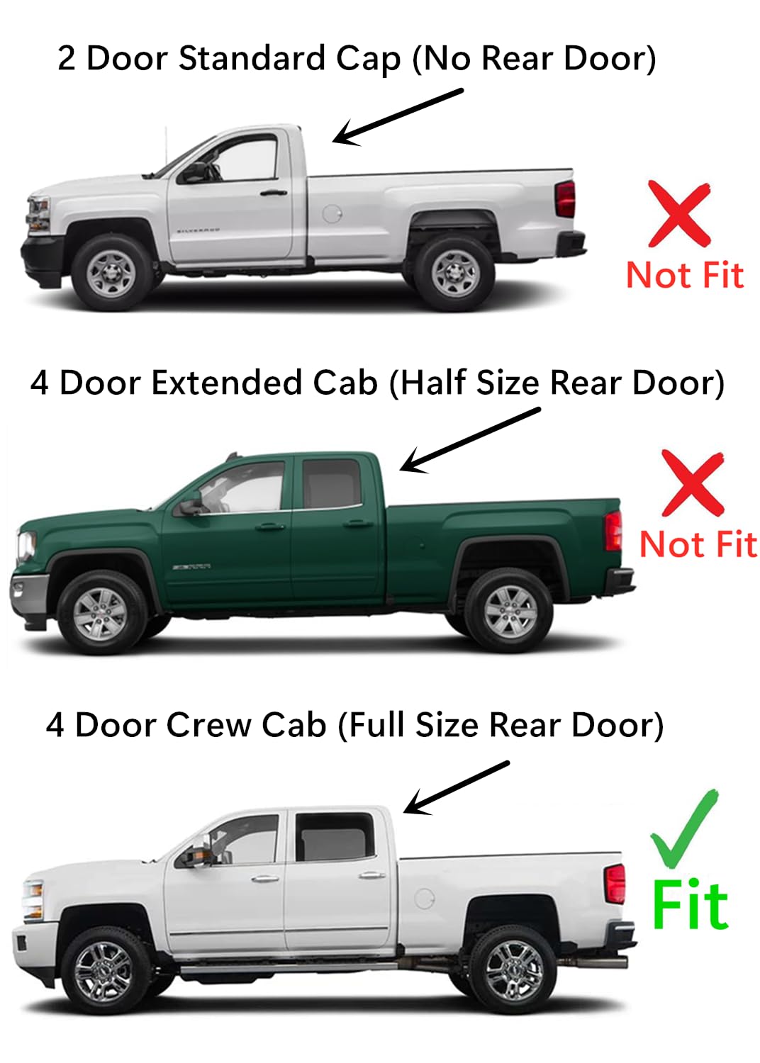 Driver Left Side Rear Door Window Door Glass Compatible with Chevrolet Silverado GMC Sierra 1500 2014-2018 / 2500 3500 2015-2019 /4500 5500 6500 2019-2021 4-Door Crew Cab Pickup