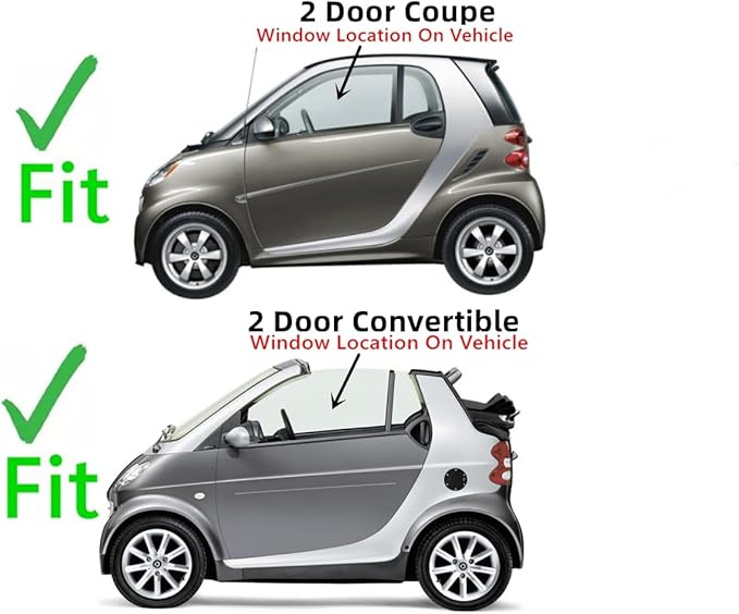 Driver Left Side Door Window Door Glass Compatible with Smart fortwo 2008-2015 Models