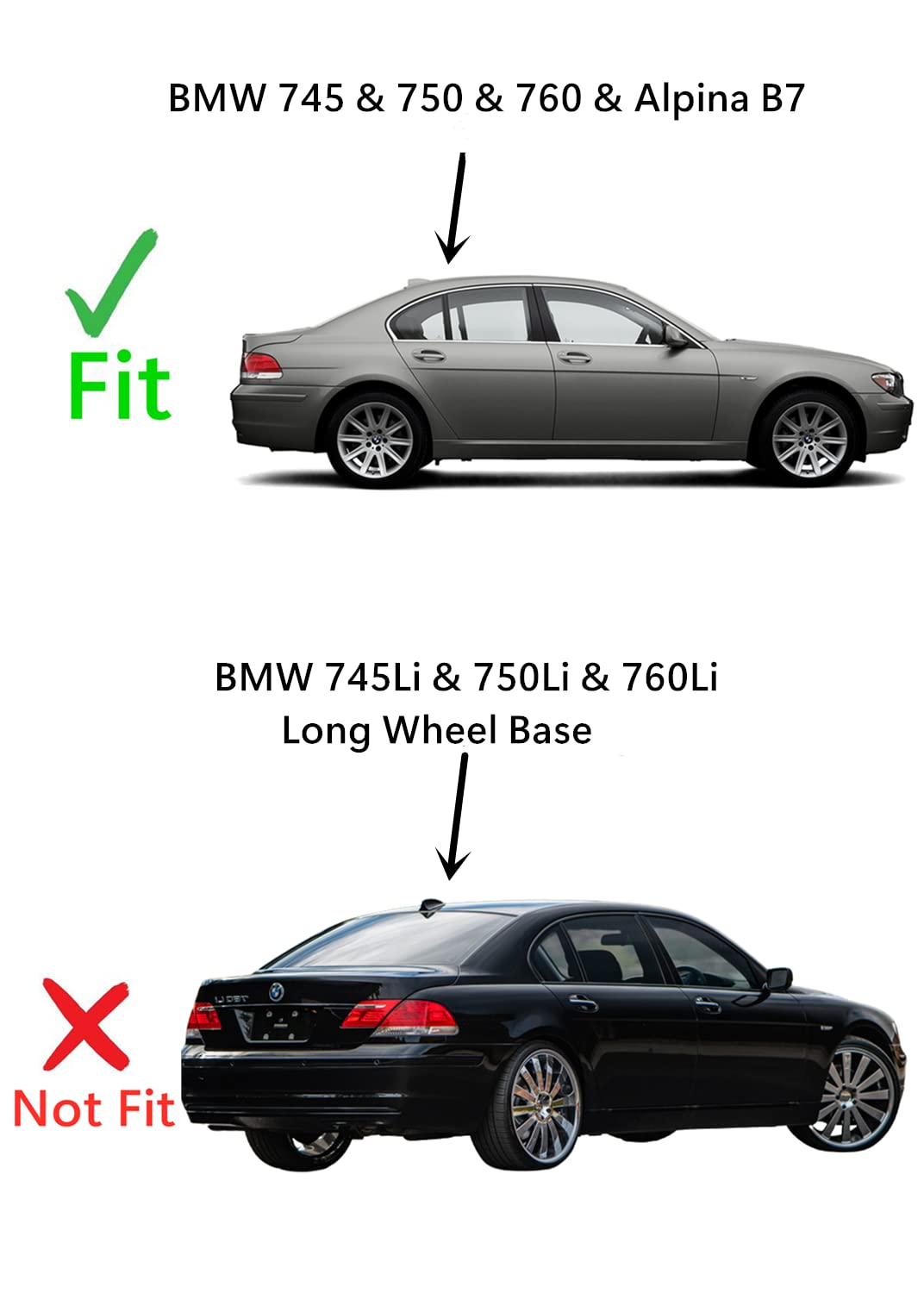 Laminated Passenger Right Side Rear Door Window Glass Compatible with BMW 745i 750i 760i / Alpina B7 2002-2008 Models (Not For 745Li 750Li 760Li Long Wheel Base)