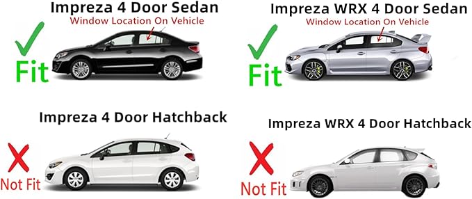 Driver Left Side Rear Door Window Door Glass Compatible with Subaru Impreza 2012-2016 / WRX 4 Door Sedan 2015-2020 Models