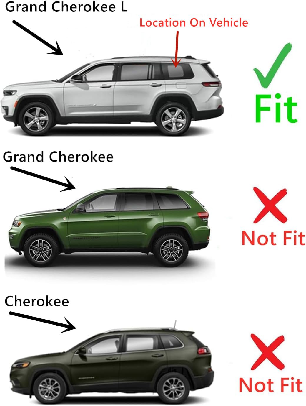 Tempered Driver Left Side Rear Quarter Window Quarter Glass Compatible with Jeep Grand Cherokee L 2021-2025 Models (Not For Grand Cherokee)