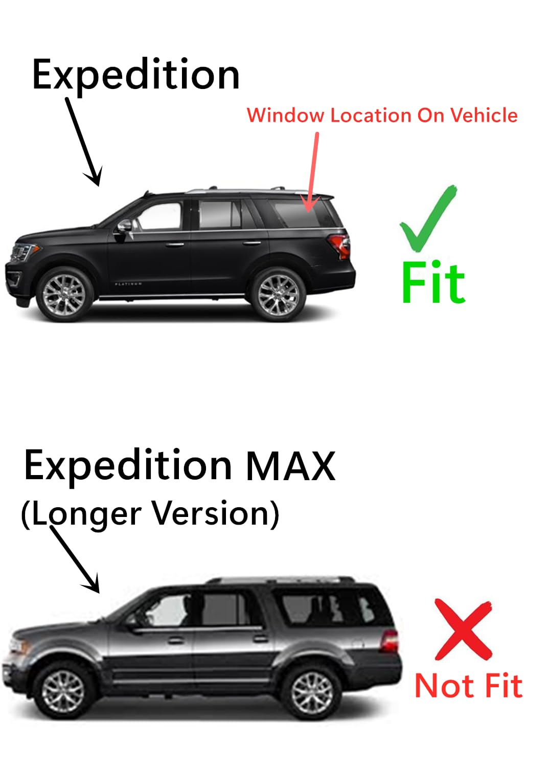 Tempered W/ Antenna Driver Left Side Quarter Window Quarter Glass Compatible with Ford Expedition 2018-2024 Models ( Not For Expedition Max )