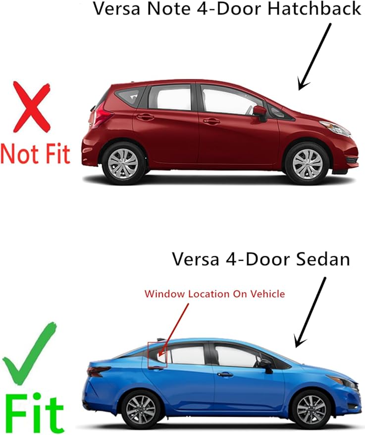 Passenger Right Side Rear Vent Glass Vent Window Compatible with Nissan Versa 4 Door Sedan 2012-2019 Models