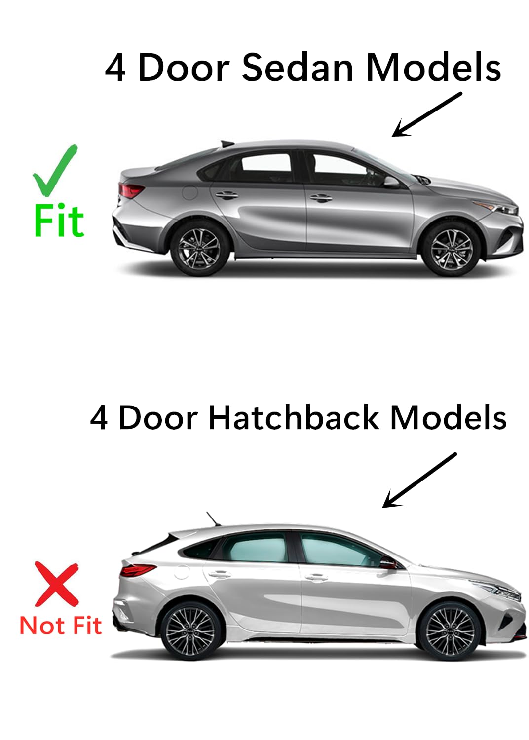 Passenger Right Side Rear Door Window Door Glass Compatible with Kia Forte 2019-2024 4-Door Sedan Models
