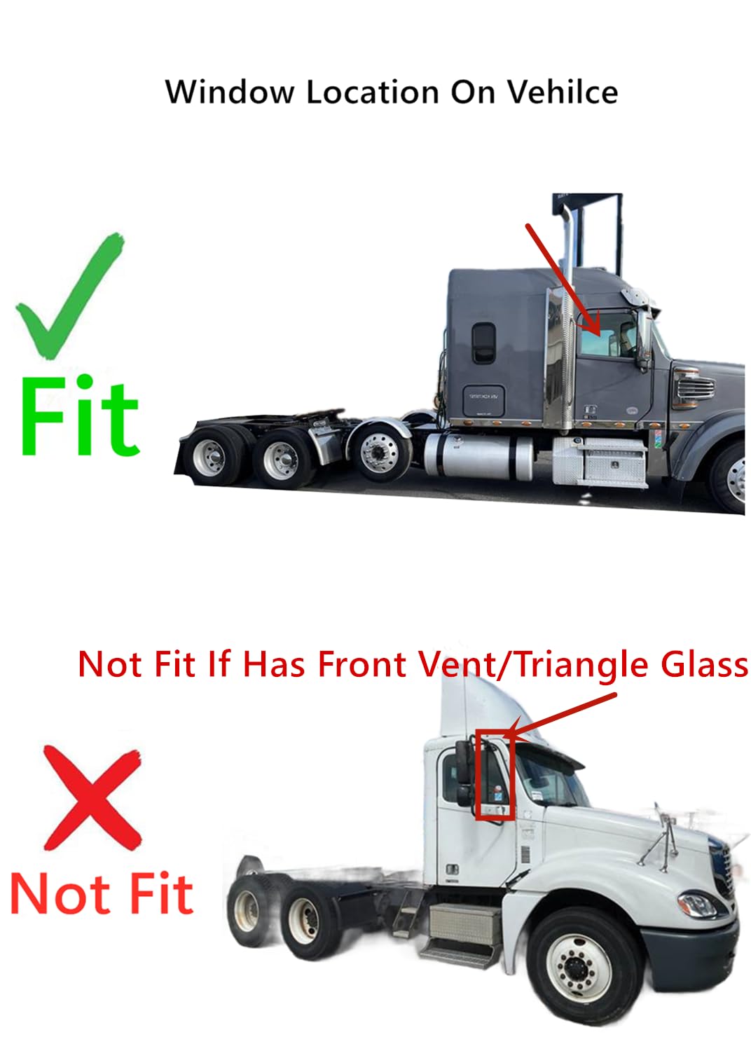 Tempered Passenger Right Side Door Window Door Glass Compatible with Freightliner 122SD 2010-2022 / Century Class C120 Columbia 2010-2016 / Coronado 2010-2019 W.O Vent Models