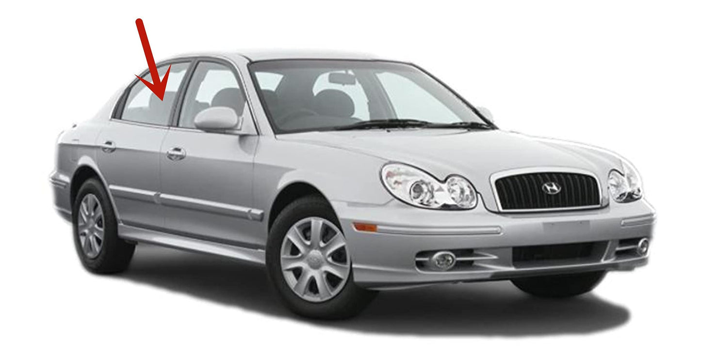 Passenger Right Side Rear Door Window Door Glass Compatible with Hyundai Sonata 4 Door Sedan 2002-2005 Models