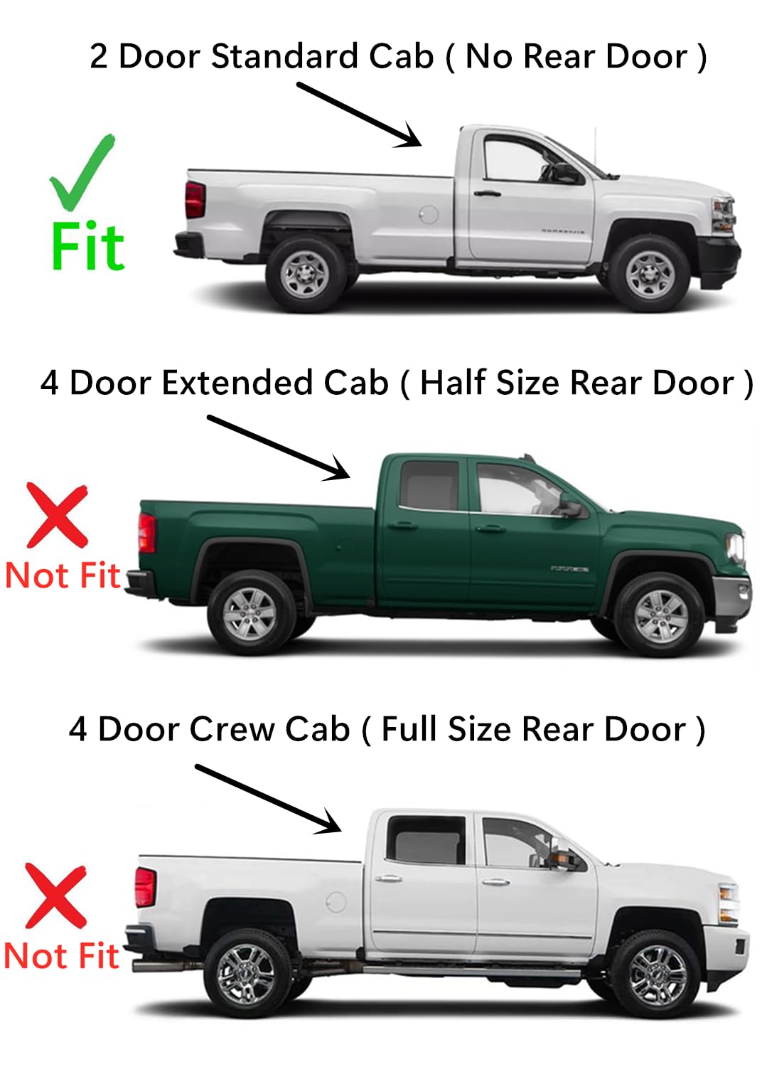 Passenger Right Side Door Window Door Glass Compatible with Chevrolet Silverado GMC Sierra 1500 2014-2018 / 2500 3500 2015-2019 2-Door Standard Cab Pickup Only (Not For 4-Door Models)