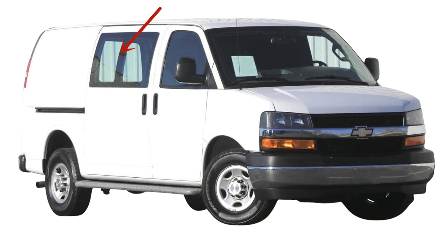 Stationary Passenger Right Side Sliding Cargo Door Window Door Glass Compatible with Chevrolet Express/GMC Savana 1996-2025 Models