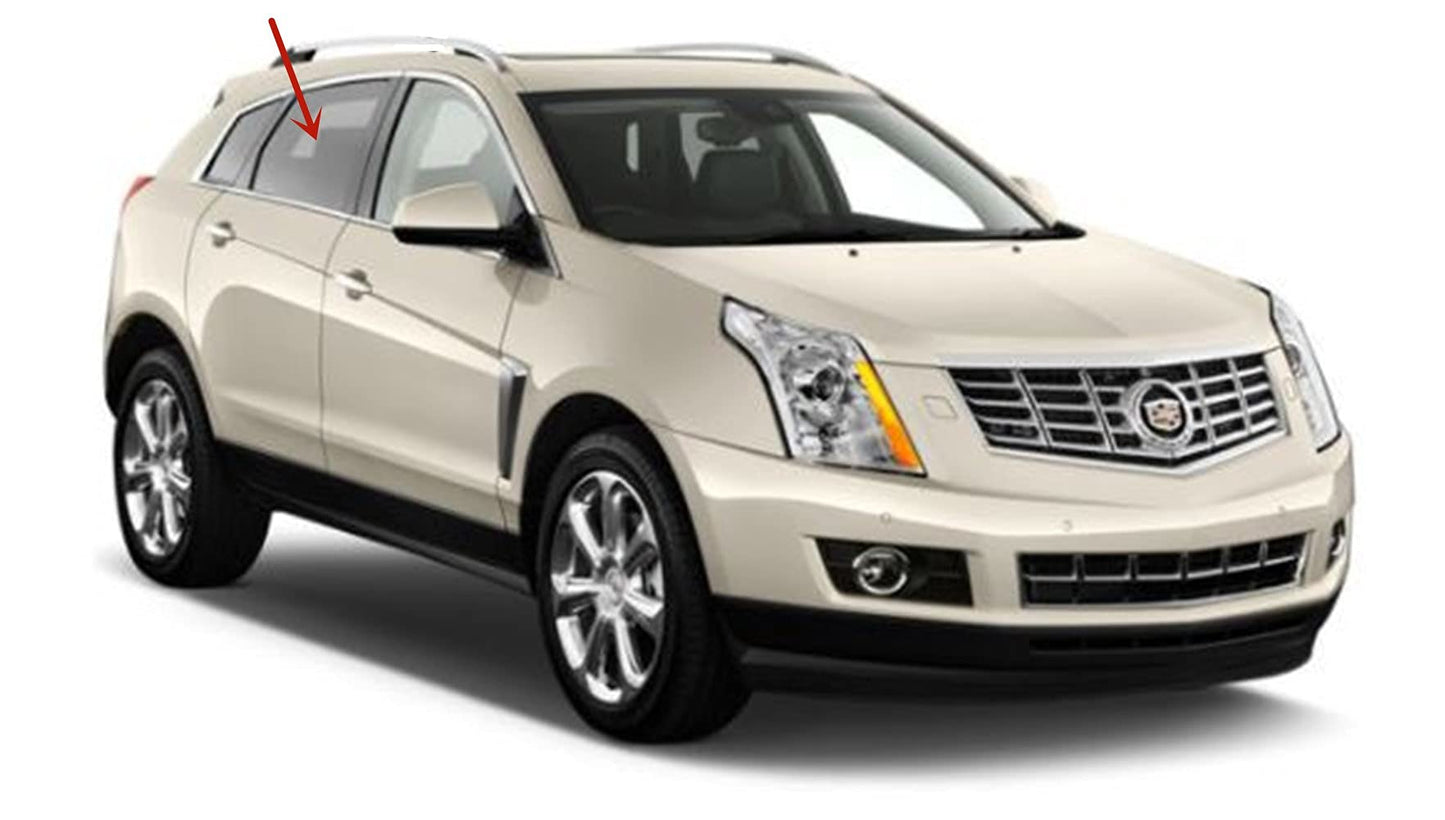 Passenger Right Side Rear Door Window Door Glass Compatible with Cadillac SRX 2010-2016 Models