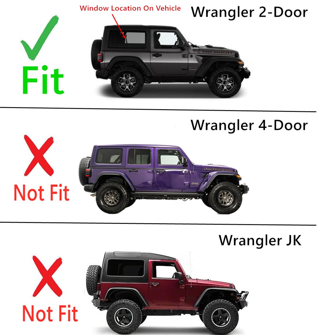 Laminated Passenger Right Side Quarter Window Quarter Glass Compatible with Jeep Wrangler 2-Door 2018-2025 Models