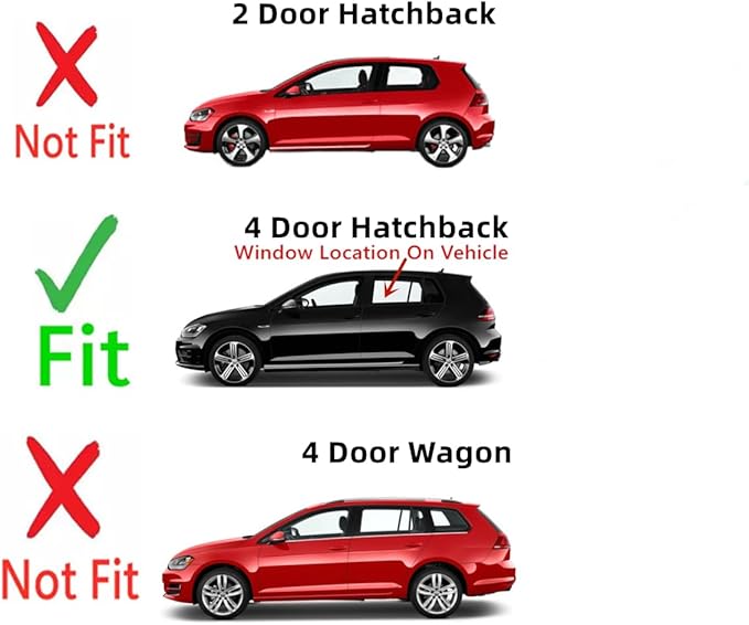 Driver Left Side Rear Door Window Door Glass OEM Compatible with Volkswagen Golf / Golf GTI / e-Golf 4 Door Hatchback 2015-2022 Models