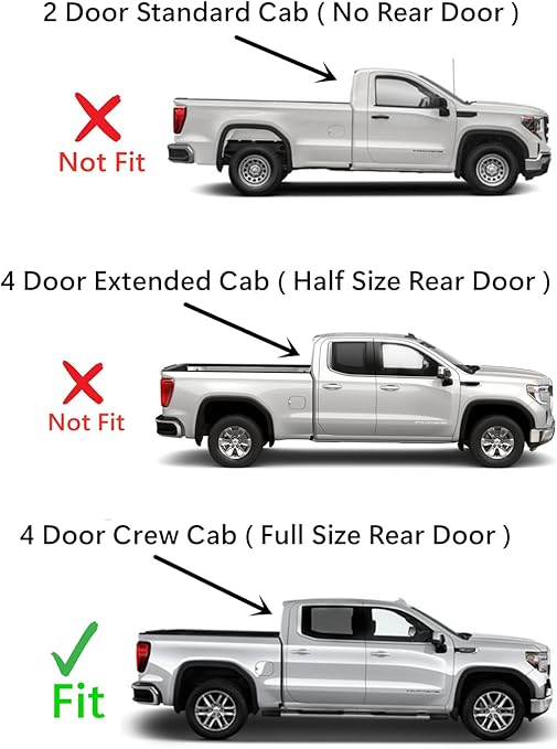 Passenger Right Side Rear Door Window Door Glass Compatible with GMC Sierra/Chevrolet Silverado 1500 4-Door Crew Cab 2019-2025 Models