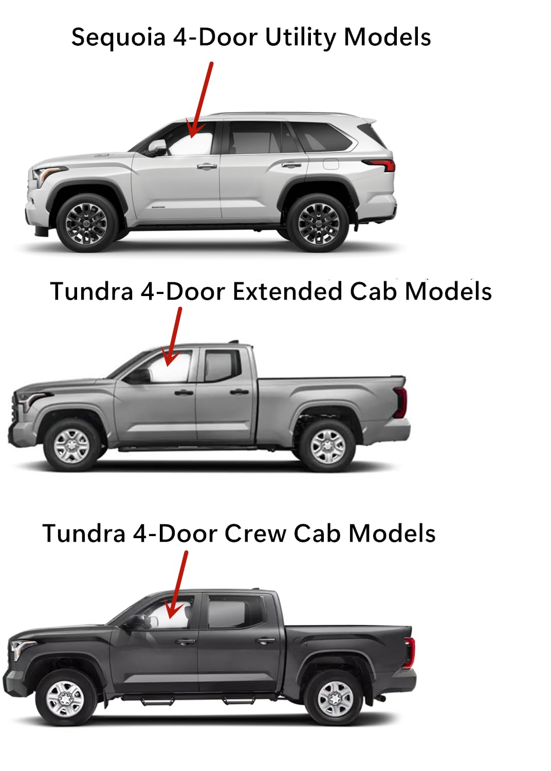 Tempered Driver Left Side Front Door Window Door Glass Compatible with Toyota Tundra Pickup 2022-2025 / Sequoia 2023-2025 Models