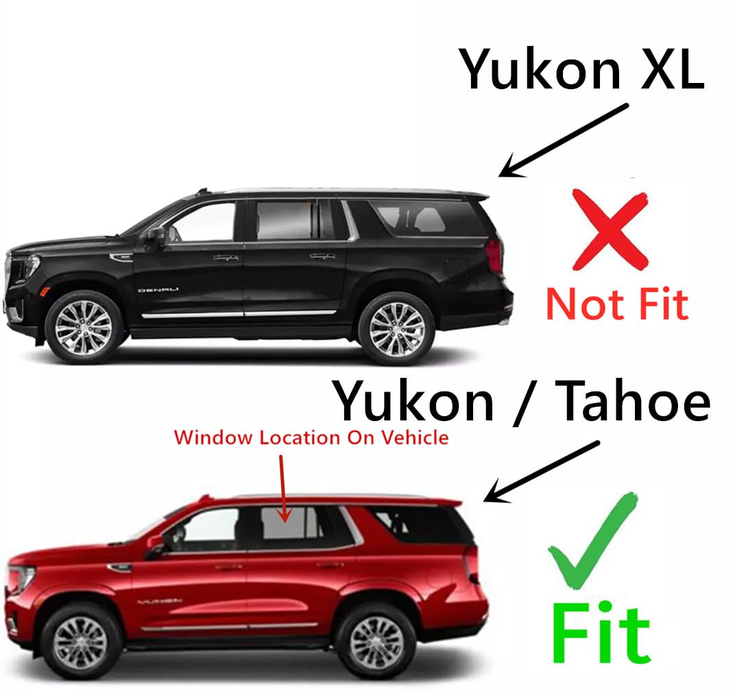 Tempered Driver Left Side Rear Door Window Door Glass Compatible with Chevrolet Tahoe/GMC Yukon 2021-2025 Models ( Not For Yukon XL)