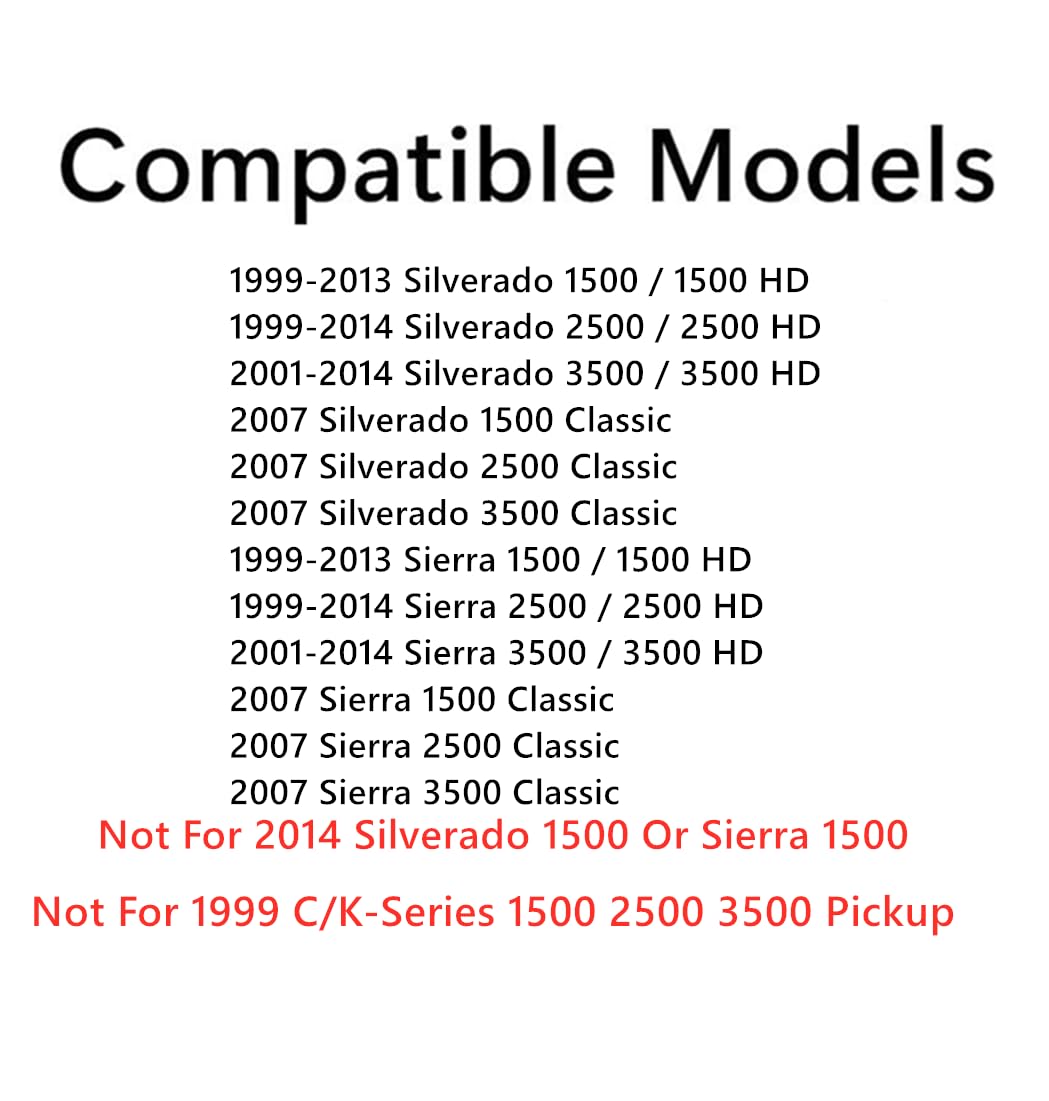 Manual Slider Back Window Back Glass Compatible with GMC Sierra / Chevrolet Silverado 1500 1500HD 1999-2013 & 2500 2500HD 3500 3500HD 1999-2014 & Classic 2007 Models