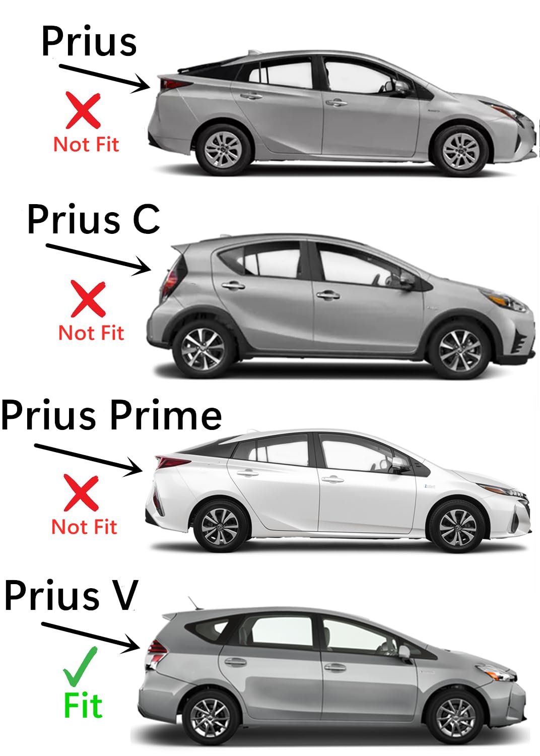 Passenger Right Side Rear Door Window Door Glass Compatible with Toyota Prius V 4 Door Hatchback 2012-2018 Models