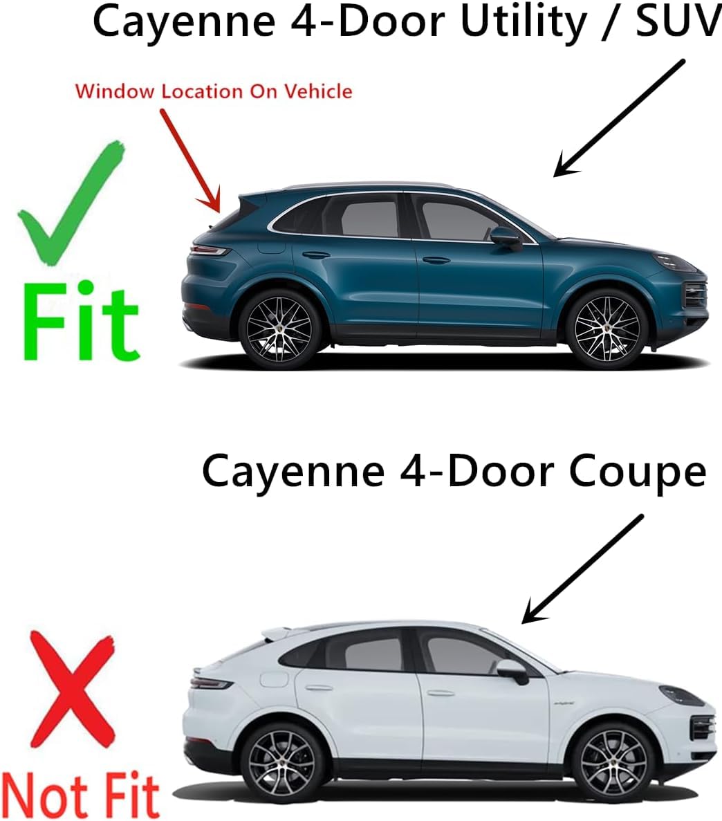 Laminated Heated 3-Connectors Style Rear Tailgate Liftgate Window Back Glass Compatible with Porsche Cayenne 2019-2024 4-Door Utility / SUV Models (Not For Coupe)