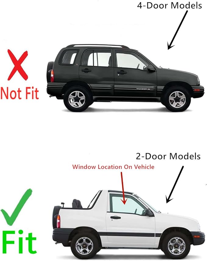 Passenger Right Side Door Window Door Glass Compatible with Chevrolet Tracker/Suzuki Vitara 2 Door Utility 1999-2003 Models