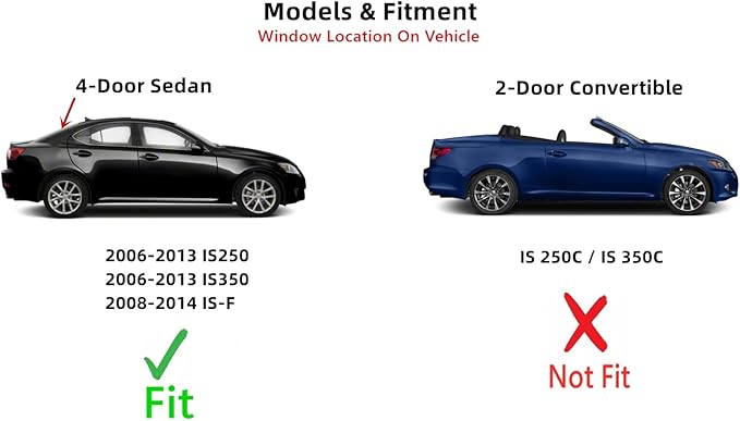 Heated Back Window Back Glass Compatible with Lexus IS250 2006-2013 / IS350 2006-2013 / IS-F 2008-2014 4 Door Sedan Models