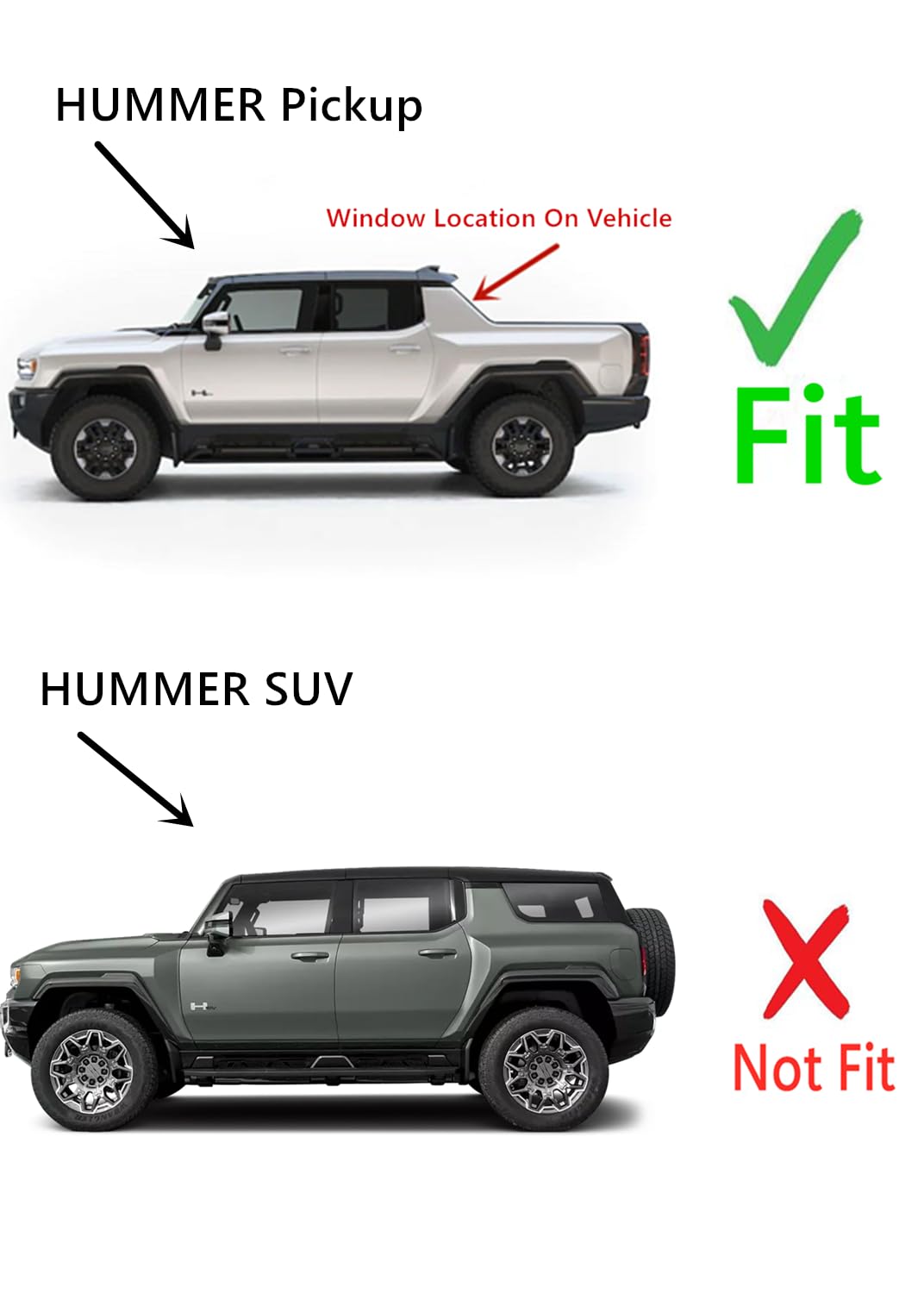 Heated Rear Back Window Back Glass Compatible with GMC HUMMER EV Pickup 2022-2025 Models (Not For SUV)