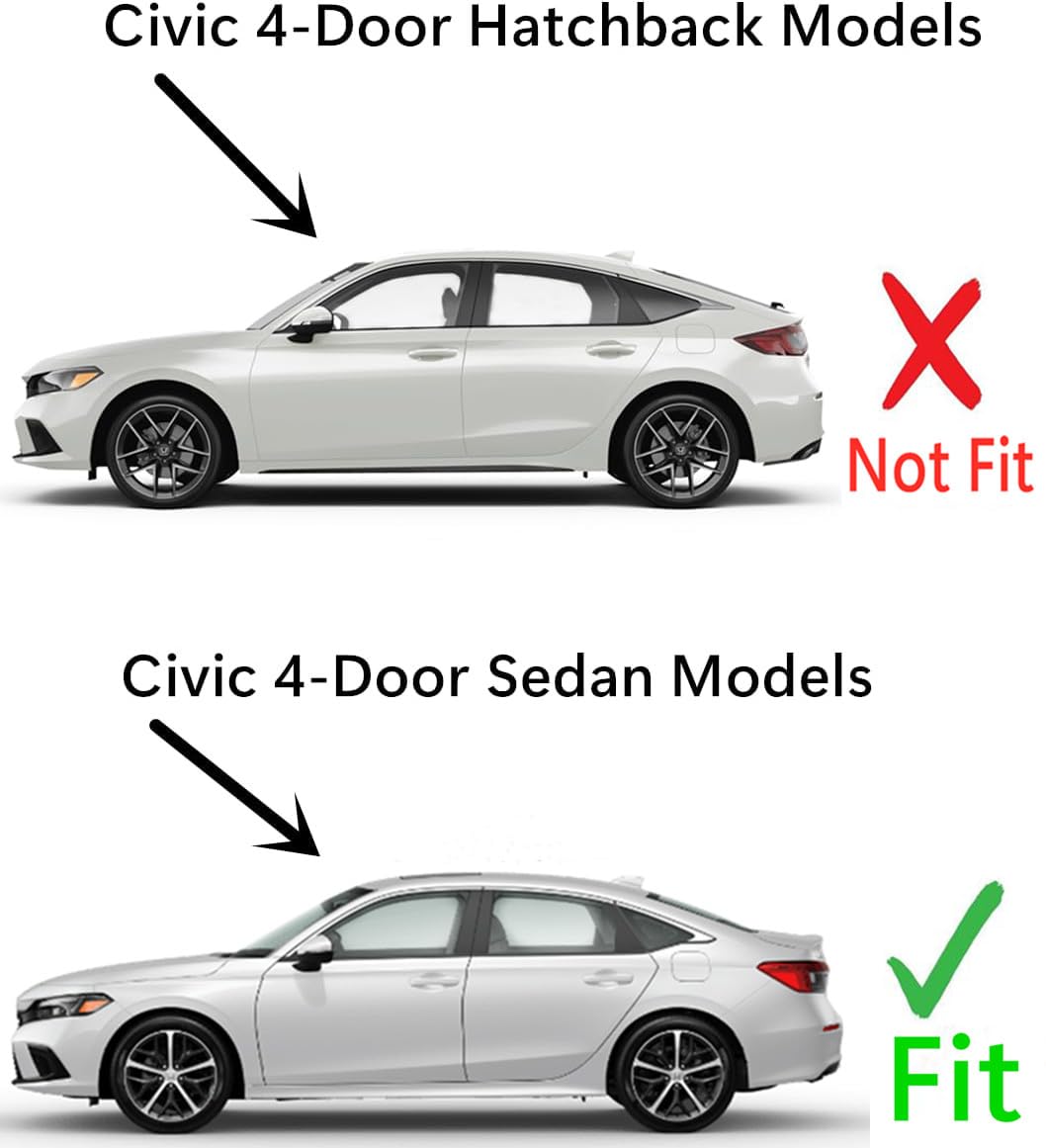 Tempered Chrome Moulding Style Driver Left Side Quater Window Quarter Glass Compatible with Honda Civic 4-Door Sedan 2022-2025 Models