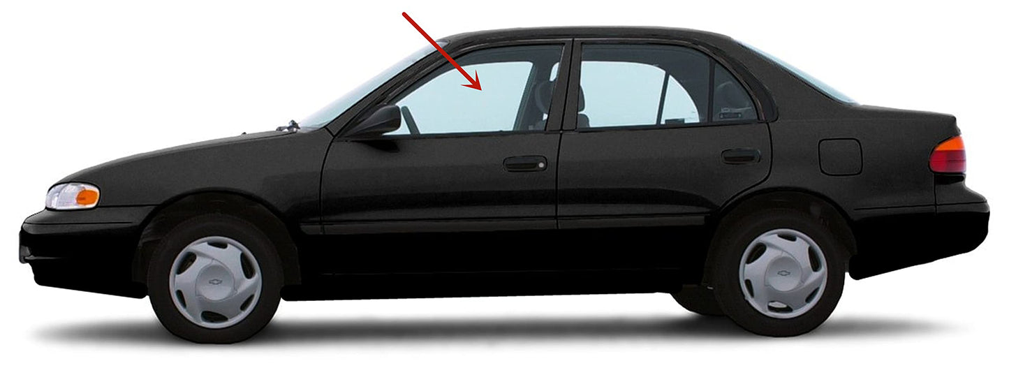 Driver Left Side Front Door Window Door Glass Compatible with Geo Prizm 4 Door Sedan 1993-1997 Models