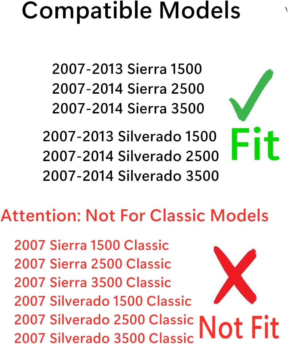 Flush Fit Manual Slider Back Window Back Glass Compatible with Chevrolet Silverado / GMC Sierra 1500 2007-2013 Models & 2500 3500 2007-2014 Models Pickup (Not For Classic Models)