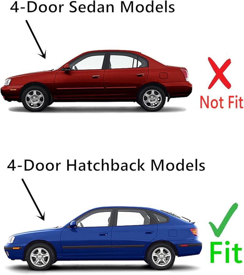 Driver Left Side Rear Door Window Door Glass Compatible with Hyundai Elantra 4 Door Hatchback 2001-2006 Models