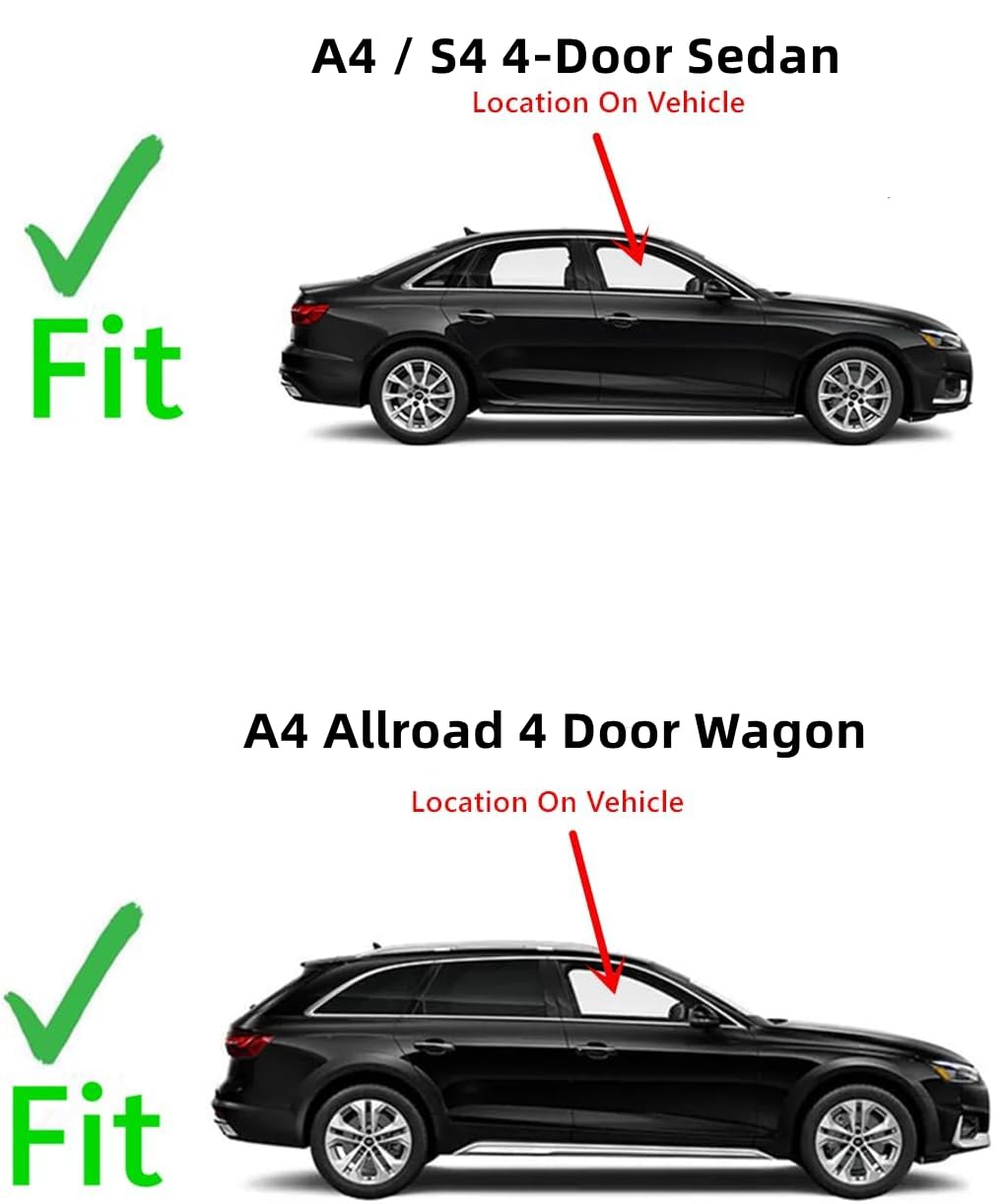 Tempered Passenger Right Side Front Door Window Door Glass Compatible with Audi A4 / S4 / A4 Allroad 2017-2025 Models