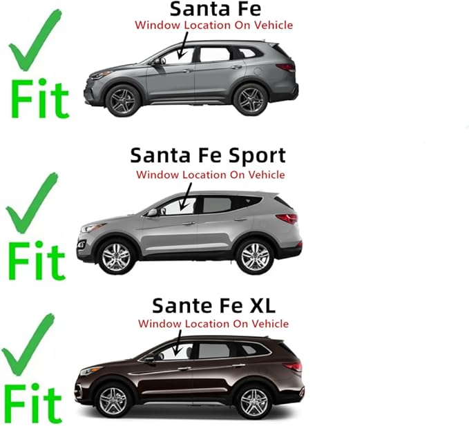 Driver Left Side Front Door Window Door Glass Compatible with Hyundai Santa Fe 2013-2018 Models / Santa Fe Sport 2013-2018 Models / Santa Fe XL 2019 Models