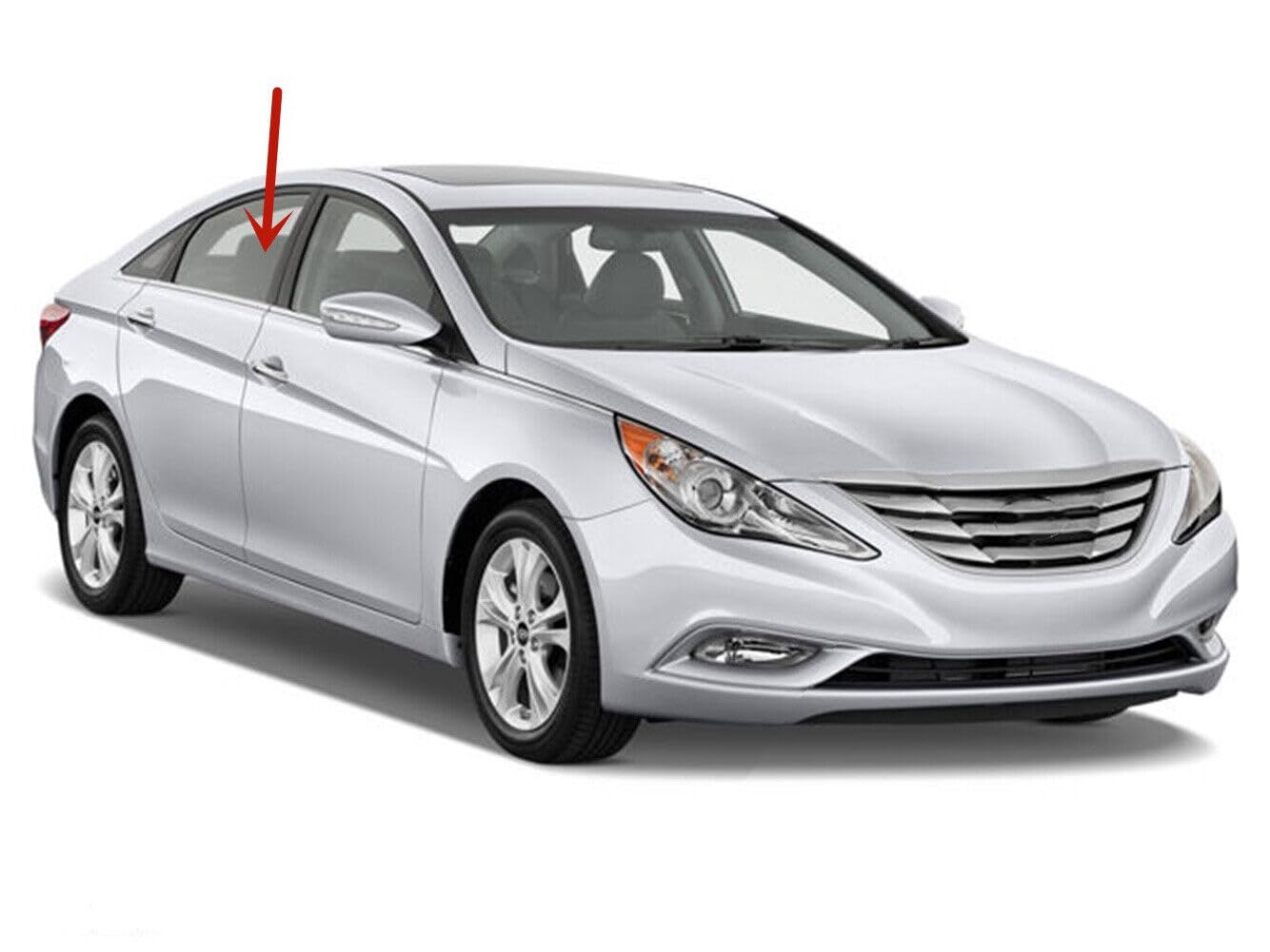 Passenger Right Side Rear Door Window Door Glass Compatible with Hyundai Sonata 2011-2014 Models / Sonata Hybrid 2011-2015 Models