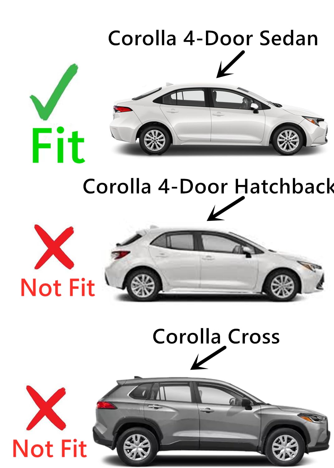 Passenger Right Side Rear Door Window Door Glass Compatible with Toyota Corolla 4 Door Sedan 2020-2025 Models