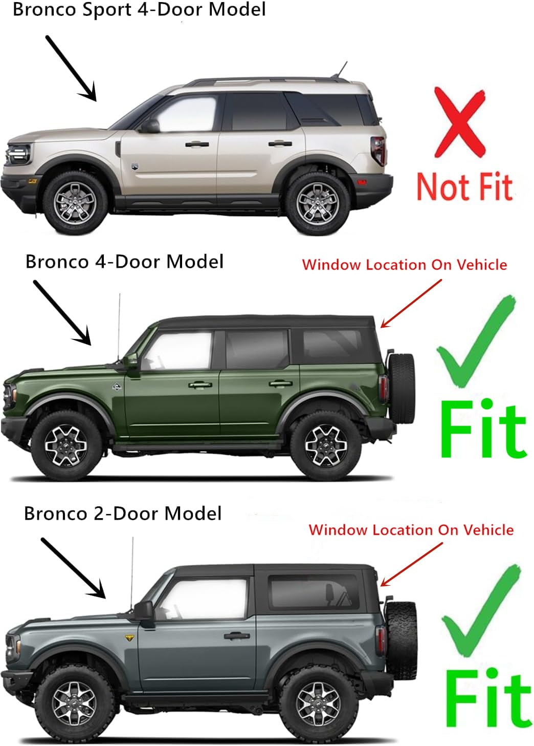 Tempered Heated Rear Back Window Back Glass Compatible with Ford Bronco 2021-2025 Models (Not For Bronco Sport)